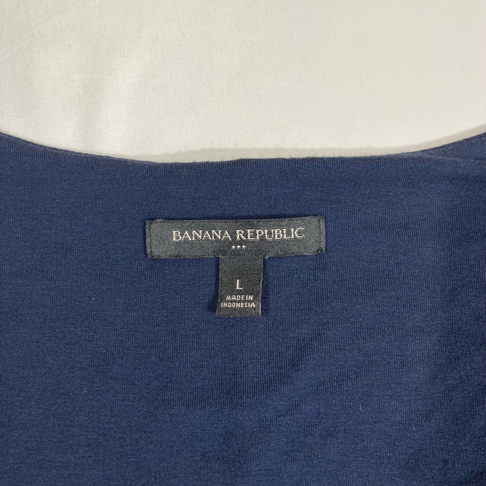 Banana Republic Midi Dress Women Large Navy Blue Good Cap Sleeve Side Slit - Picture 5 of 12